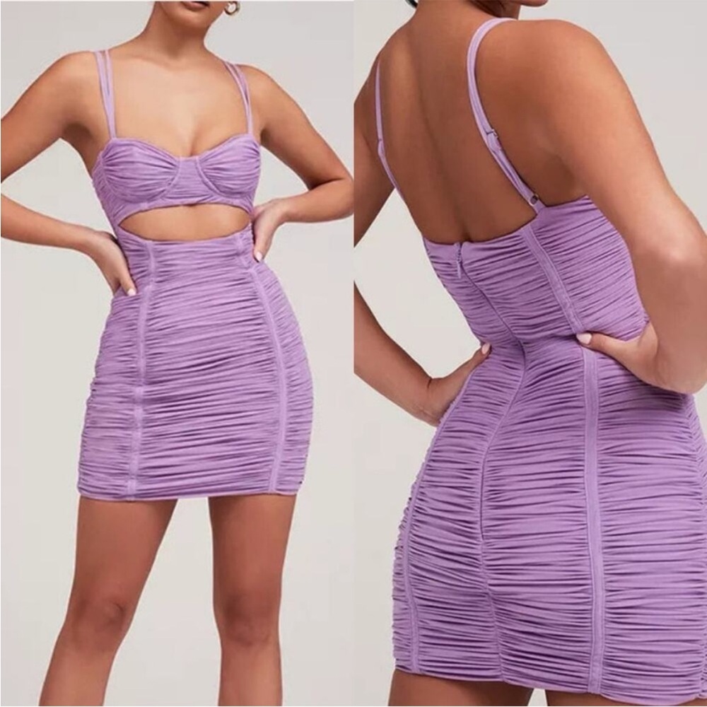Mistress Rocks Lovers Lilac Lavender Cutout Mini Dress